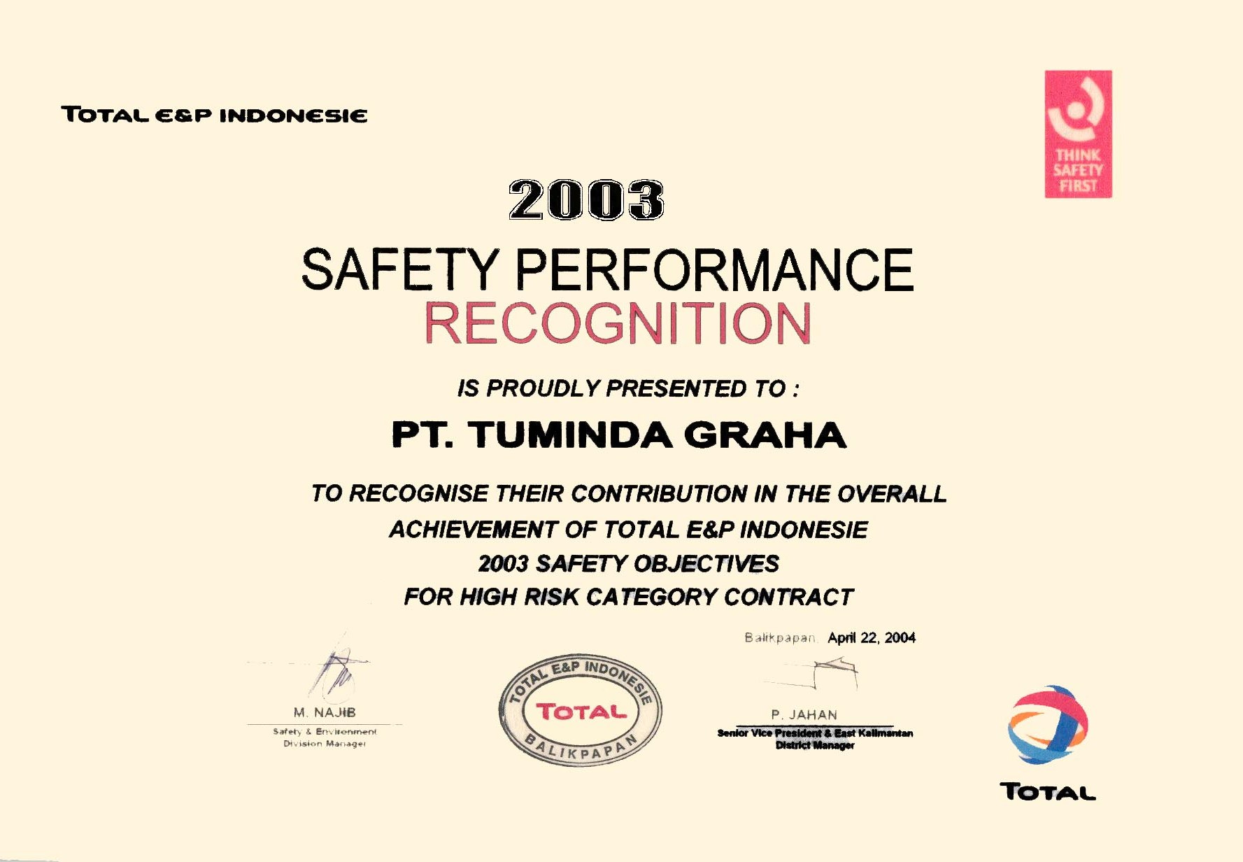 TOTAL Safety Award